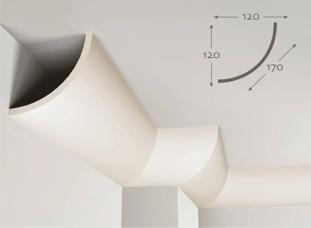 弧形線板HK-2112｜天花120mm x 壁面120mm x 面寬170mm