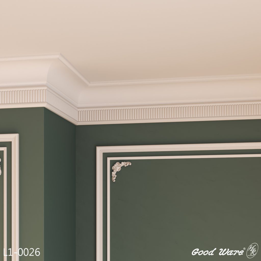 天花線：造型線板與素面線板組合