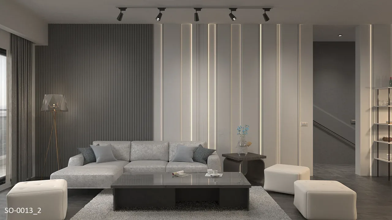 現代簡約居家｜溝槽設計＋線板裝飾沙發牆面